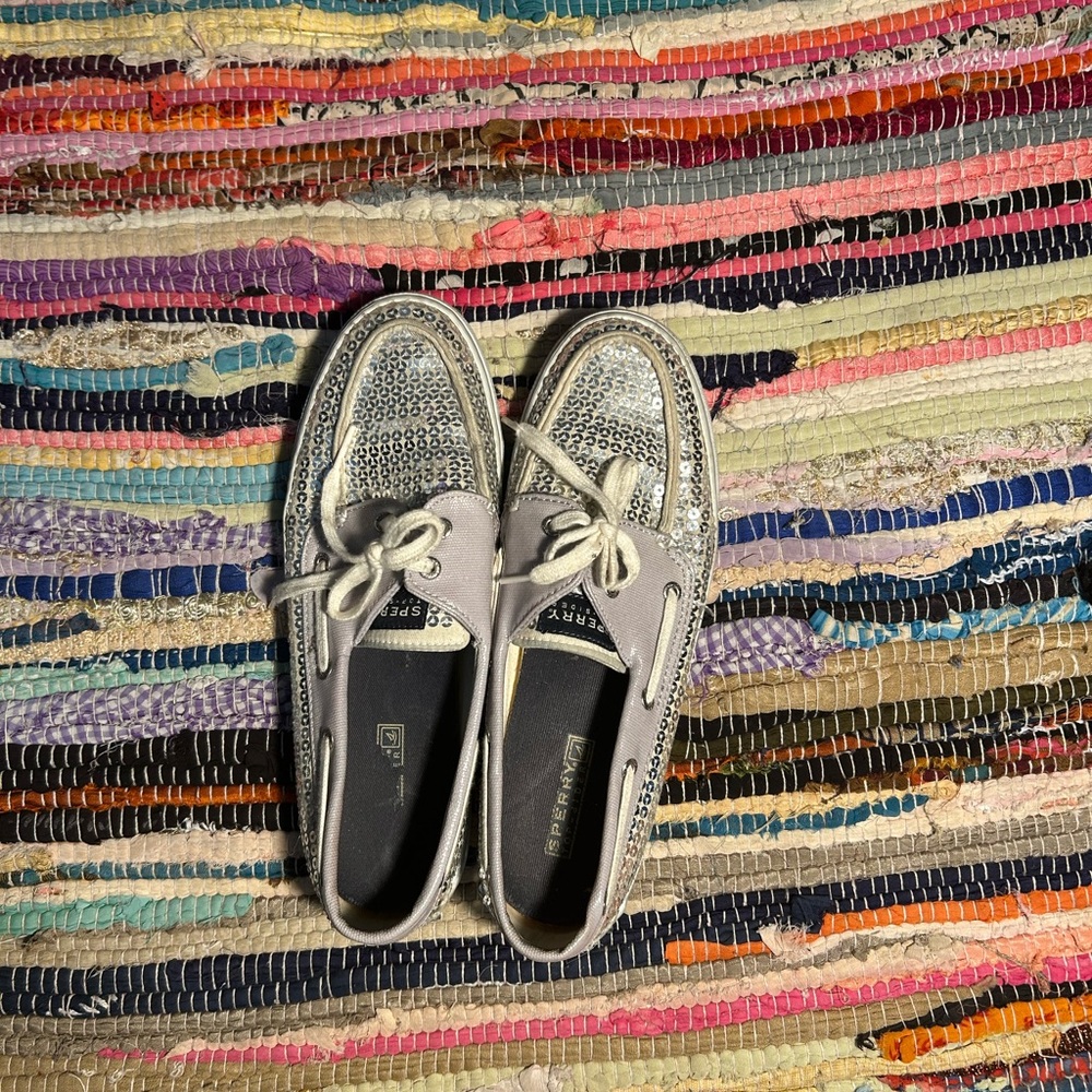 Sperry Sparkly silver 🛶 Boat Shoes